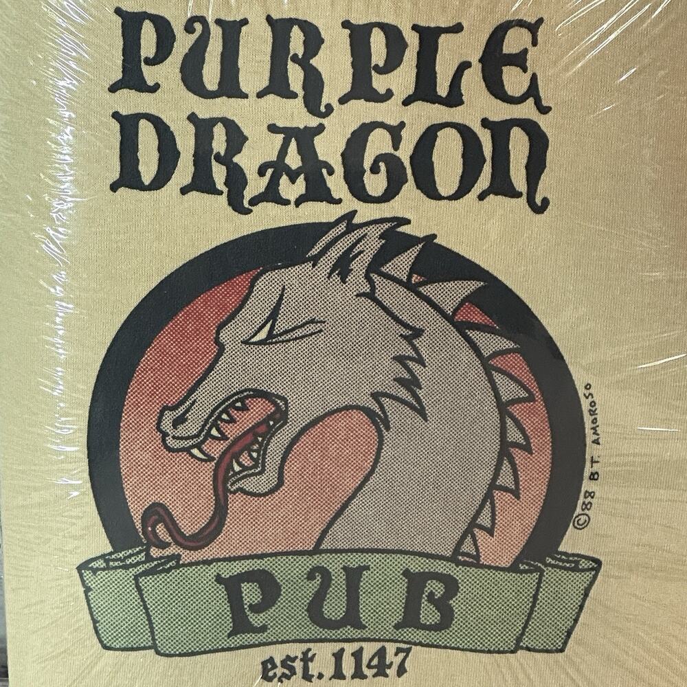 NWT Vintage 1988 B.T. Amoroso Purple Dragon Pub Shirt Size XL Dungeons Dragons